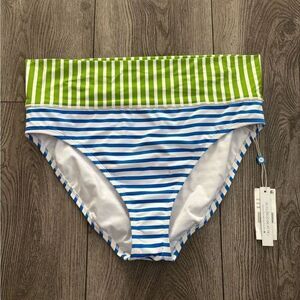 Blue Swim Striped Bikini Bottom - Green and Blue